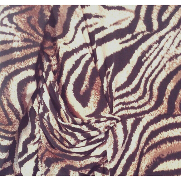 Marc Bouwer Dress L Animal Print Black Brown Bodycon Ruched Stretch Knit Sleeves - Picture 3 of 4